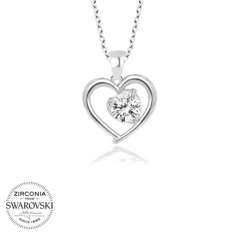 Swarovski%20Taşlı%20Gümüş%20Kalp%20Bayan%20Kolye