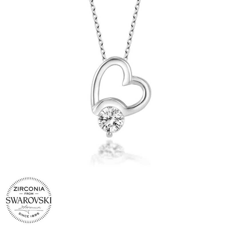 Swarovski%20Taşlı%20Gümüş%20Kalp%20Bayan%20Kolye