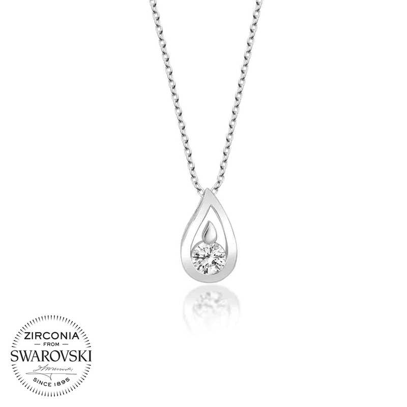 Swarovski%20Taşlı%20Gümüş%20Damla%20Bayan%20Kolye