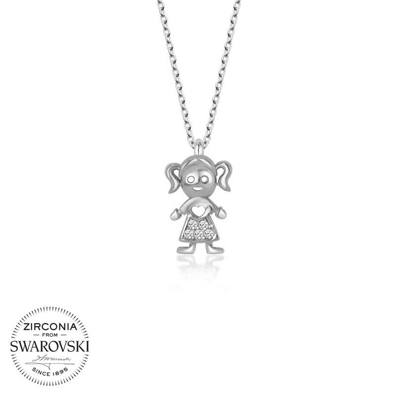 Swarovski%20Taşlı%20Gümüş%20Kız%20Çocuk%20Bayan%20Kolye