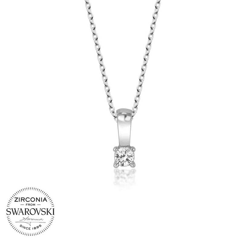 Swarovski%20Taşlı%20Gümüş%20Tektaş%20Bayan%20Kolye