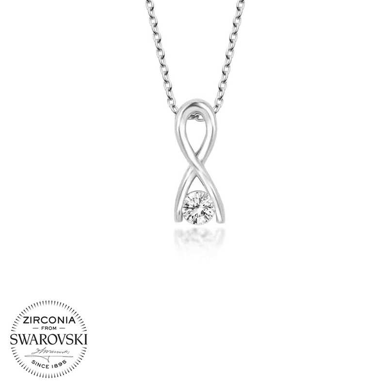 Swarovski%20Taşlı%20Gümüş%20Sonsuzluk%20Bayan%20Kolye