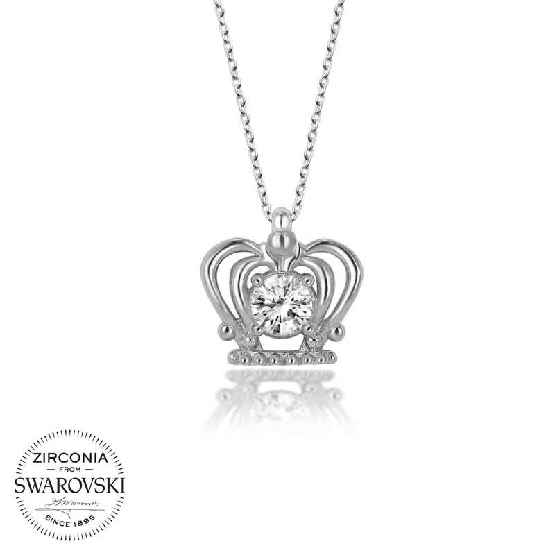 Swarovski%20Taşlı%20Gümüş%20Melek%20Bayan%20Kolye