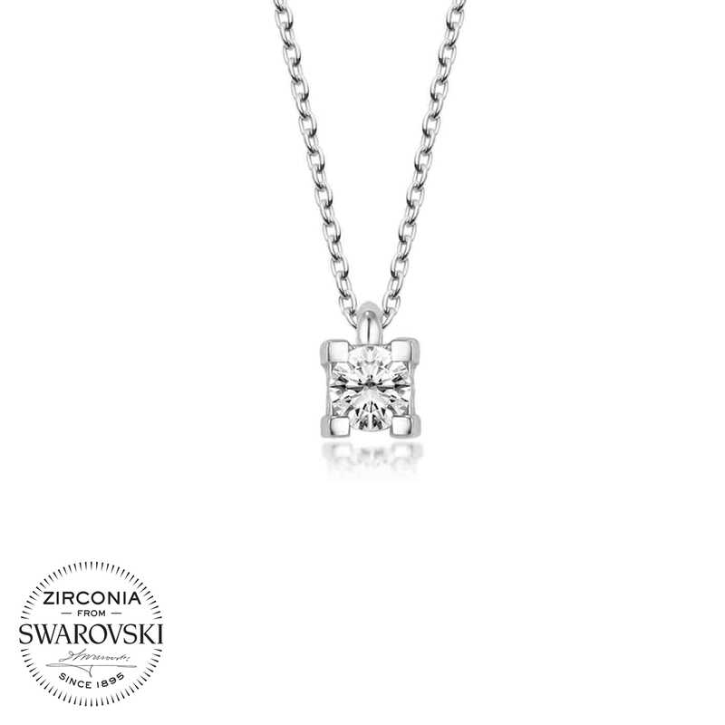 Swarovski%20Taşlı%20Gümüş%20Tektaş%20Bayan%20Kolye