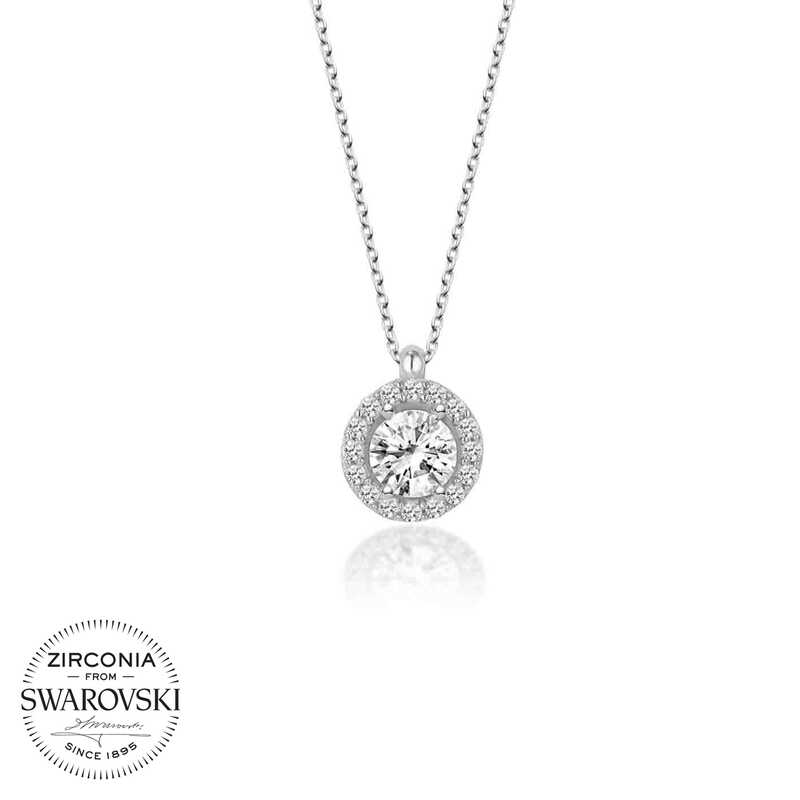 Swarovski%20Taşlı%20Gümüş%20Tektaş%20Bayan%20Kolye