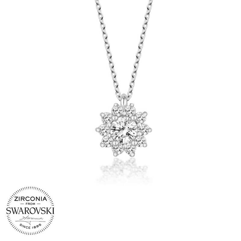 Swarovski%20Taşlı%20Gümüş%20Tektaş%20Bayan%20Kolye