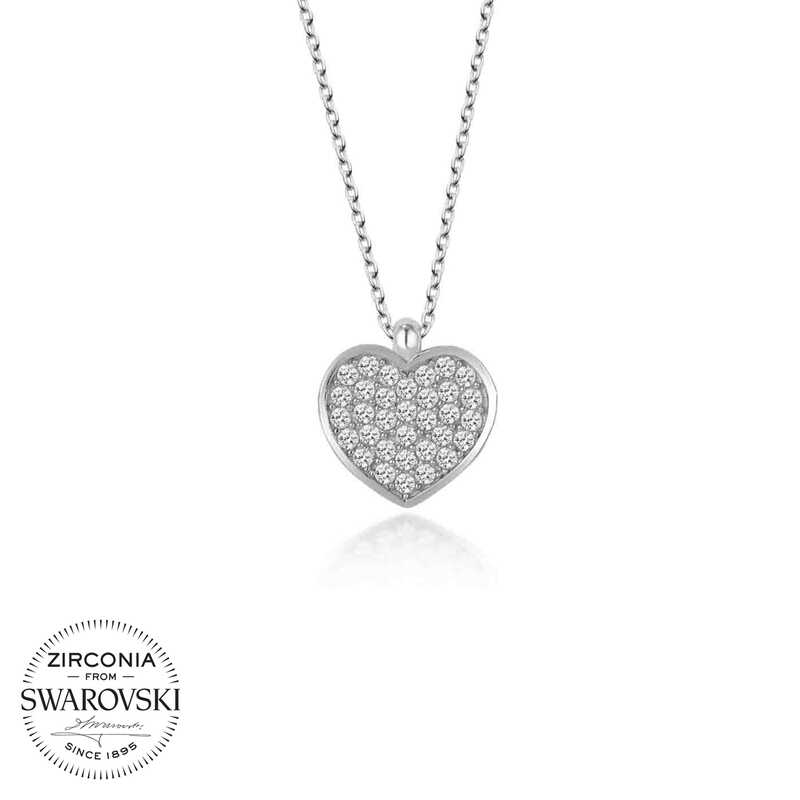 Swarovski%20Taşlı%20Gümüş%20Kalp%20Bayan%20Kolye