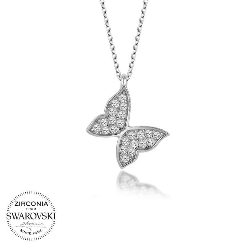 Swarovski%20Taşlı%20Gümüş%20Kelebek%20Bayan%20Kolye