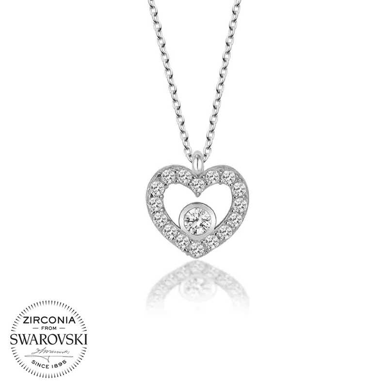 Swarovski%20Taşlı%20Gümüş%20Kalp%20Bayan%20Kolye