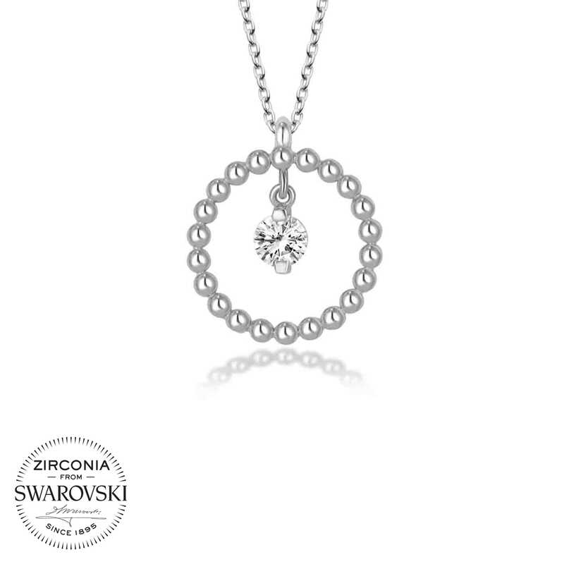 Swarovski%20Taşlı%20Gümüş%20Çember%20Tektaş%20Bayan%20Kolye