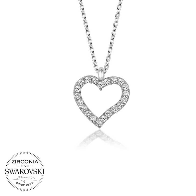 Swarovski%20Taşlı%20Gümüş%20Kalp%20Bayan%20Kolye