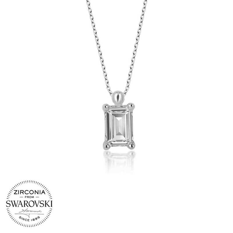 Swarovski%20Taşlı%20Gümüş%20Baget%20Tektaş%20Bayan%20Kolye