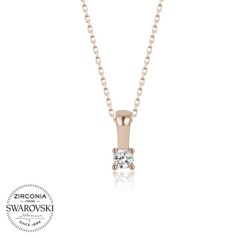 Swarovski%20Taşlı%20Gümüş%20Tektaş%20Bayan%20Kolye