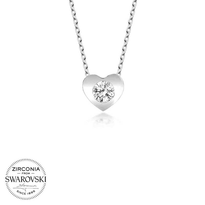 Swarovski%20Taşlı%20Gümüş%20Kalp%20Bayan%20Kolye