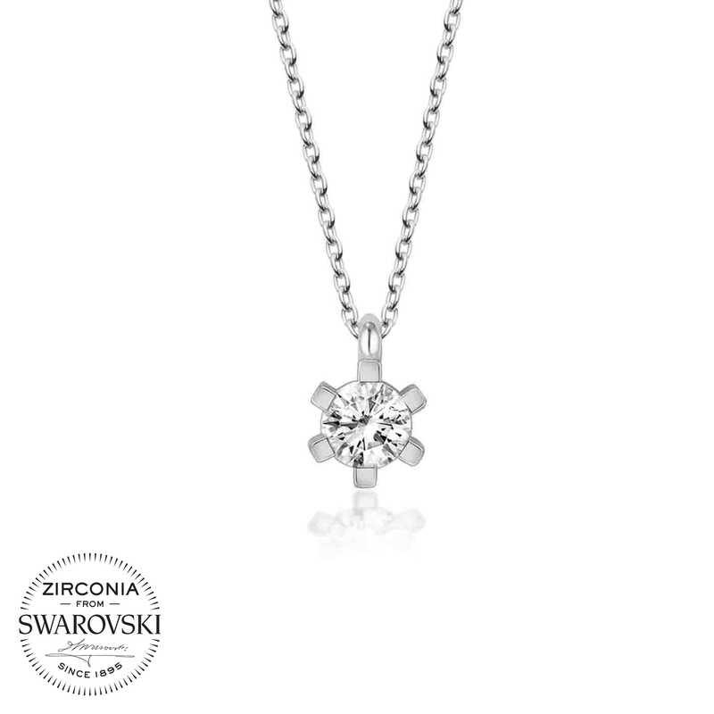 Swarovski%20Taşlı%20Gümüş%20Tektaş%20Bayan%20Kolye