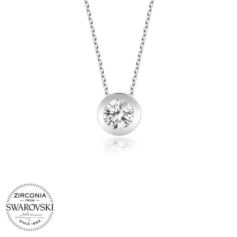 Swarovski%20Taşlı%20Gümüş%20%20Tektaş%20Bayan%20Kolye