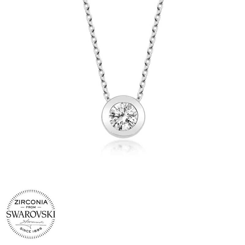 Swarovski%20Taşlı%20Gümüş%20Tektaş%20Bayan%20Kolye