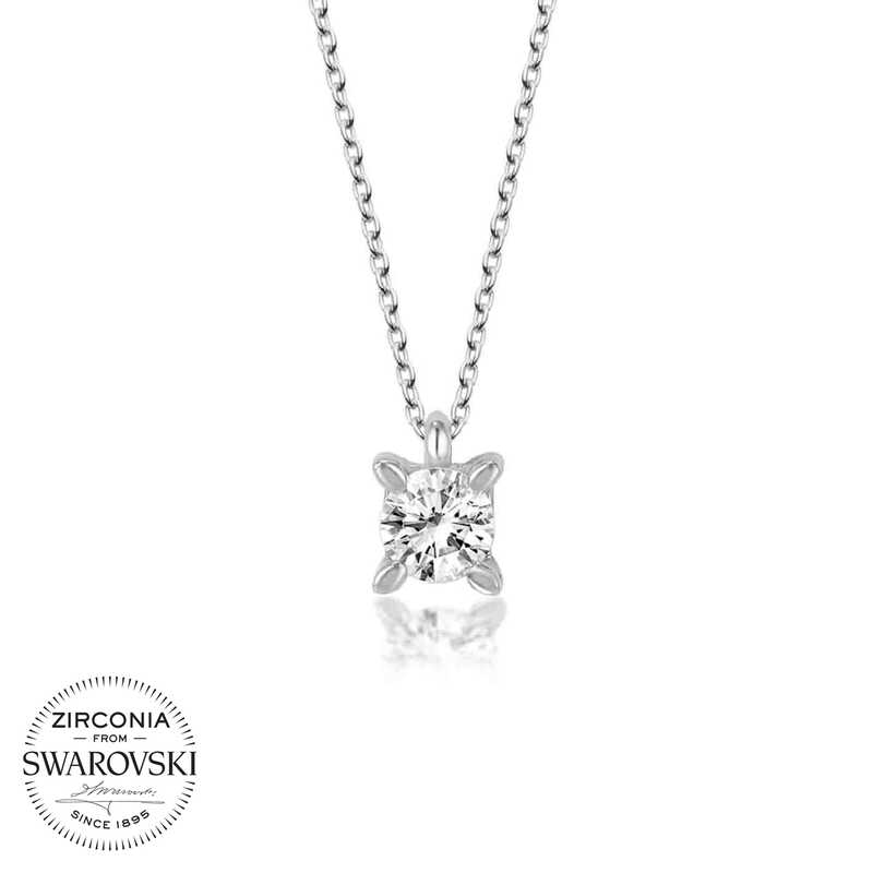 Swarovski%20Taşlı%20Gümüş%20Tektaş%20Bayan%20Kolye