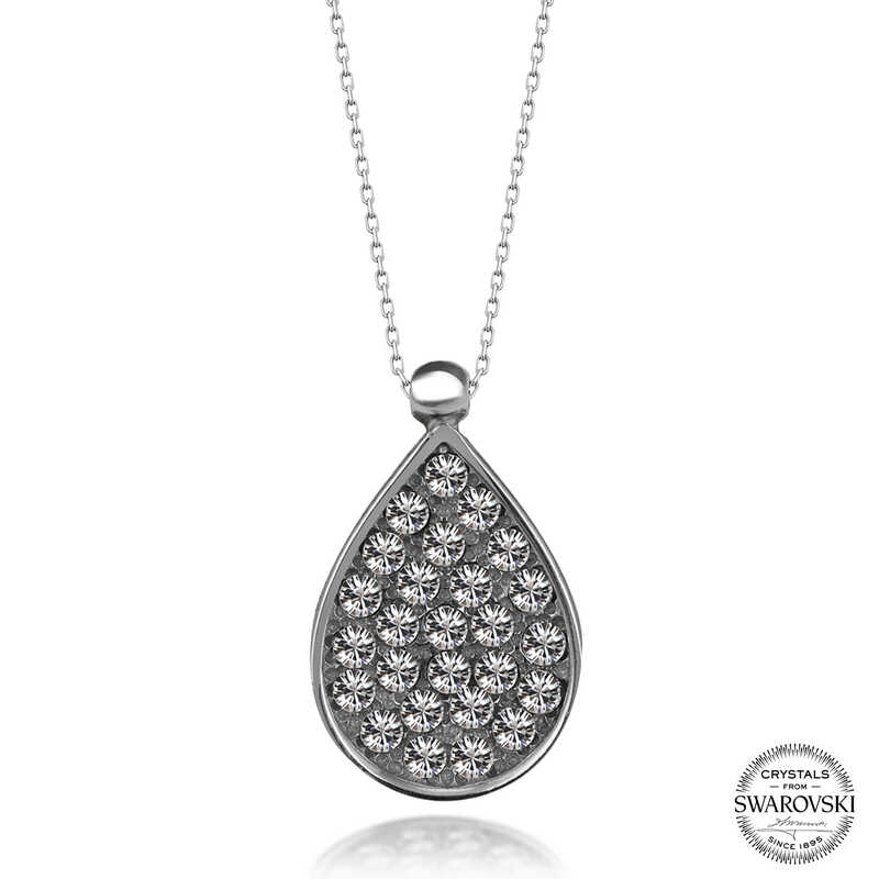 Swarovski%20Crystal%20Taşlı%20Damla%20Gümüş%20Kadın%20Kolye