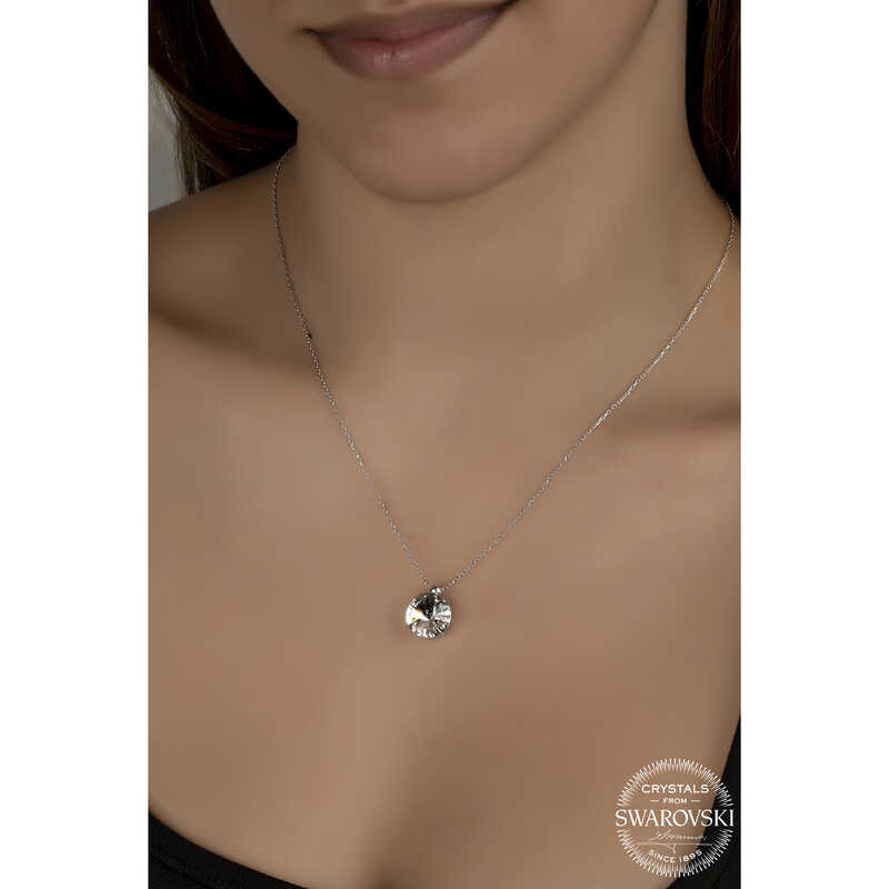 Swarovski%20Crystal%20Taşlı%20Tektaş%20Gümüş%20Kadın%20Kolye