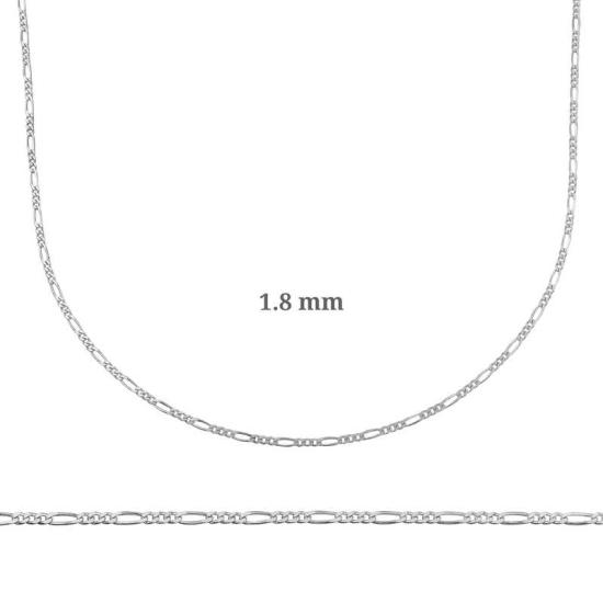 1.8 mm Gümüş Figaro Zincir - 0.50 mikron