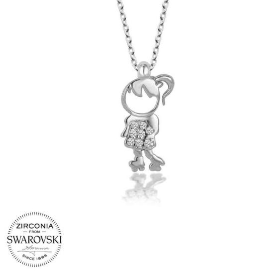 Swarovski Taşlı Gümüş Çocuk Bayan Kolye